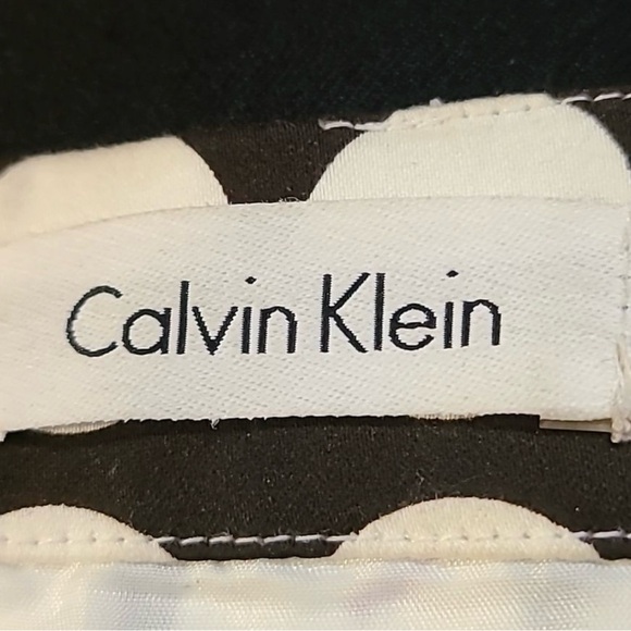 Calvin Klein Halter Dress w/Pleated Flare, Brown/Cream Polka-dots/Lines, Size 12 - Picture 8 of 9